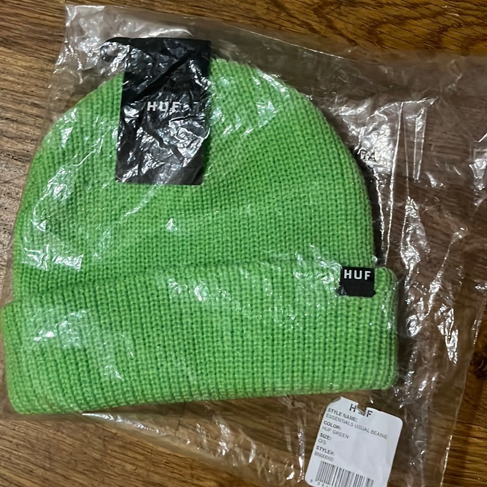 HUF neon green beanie